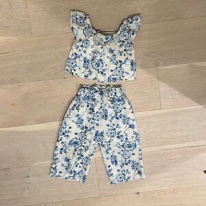 btween linen blend floral matching set